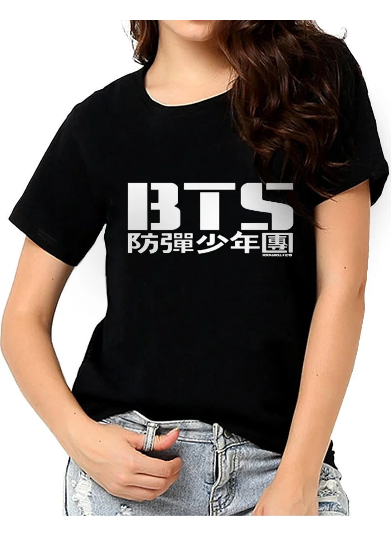 Rock&Roll Bts Black Short Sleeve Women's T-Shirt