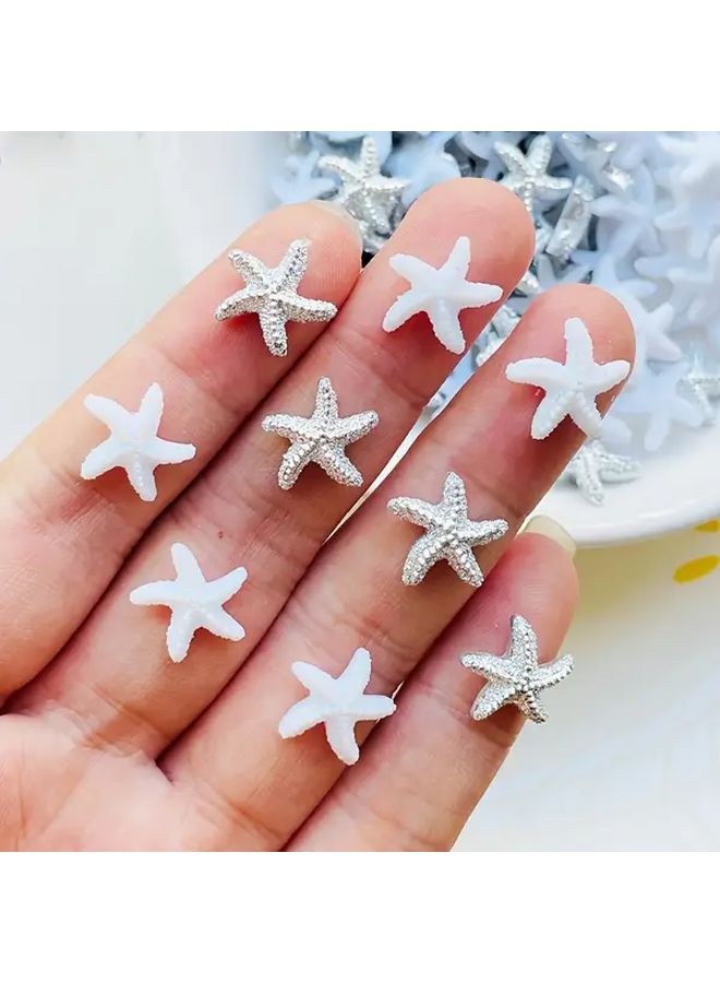 35Pcs Resin Starfish Rhinestone Charms Sparkling Sea Life Beads for Nail Art Wedding Decor DIY Crafts Hair Accessories Jewelry Making Marine Themed Decorations - Image 1