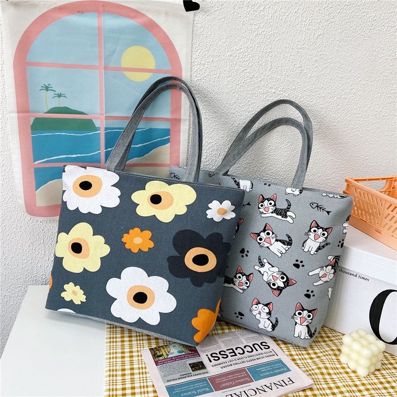 Canvas Tote Bag with Ethnic Print, Large Capacity Handbag for Women - Image 1