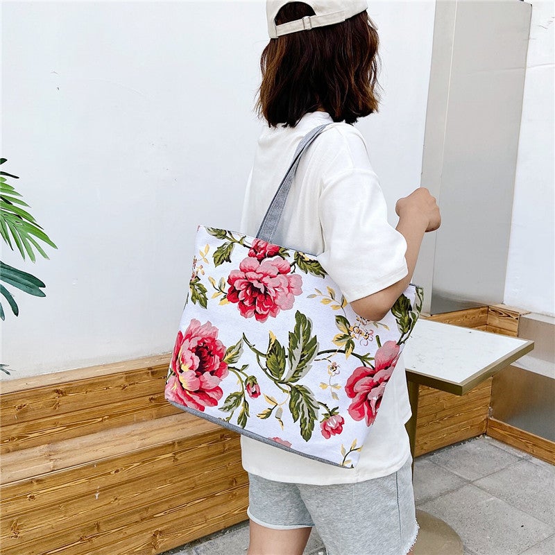 Canvas Tote Bag with Ethnic Print, Large Capacity Handbag for Women - Image 4
