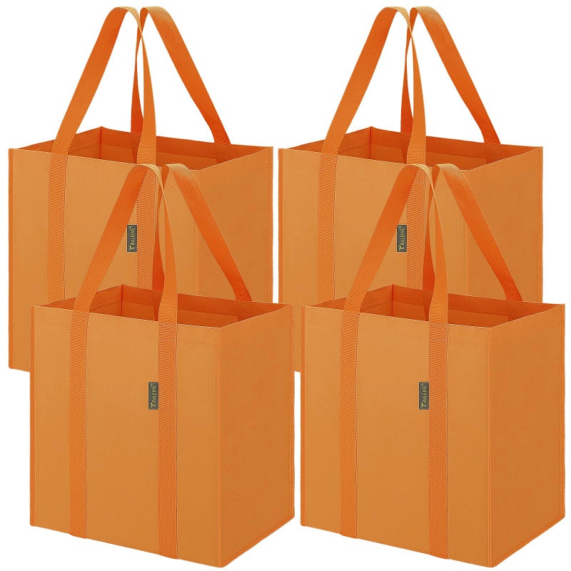 Baleine BALEINE 4 PK Grocery Bags Reusable Shopping Bags with Reinforced Bottom  Heavy Duty Foldable Tote BagsLight yellow  4 Pack  - Image 1