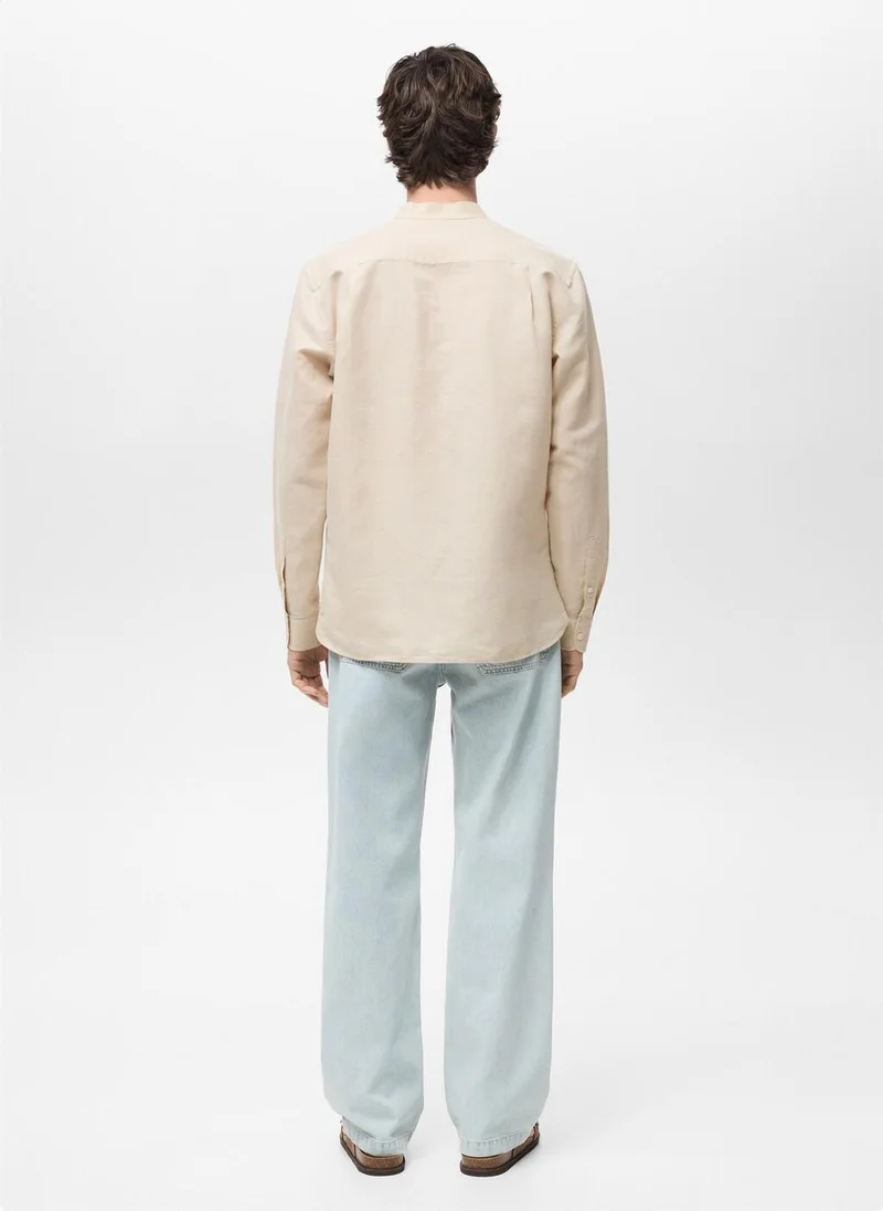 مانجو مان Mao collar linen shirt