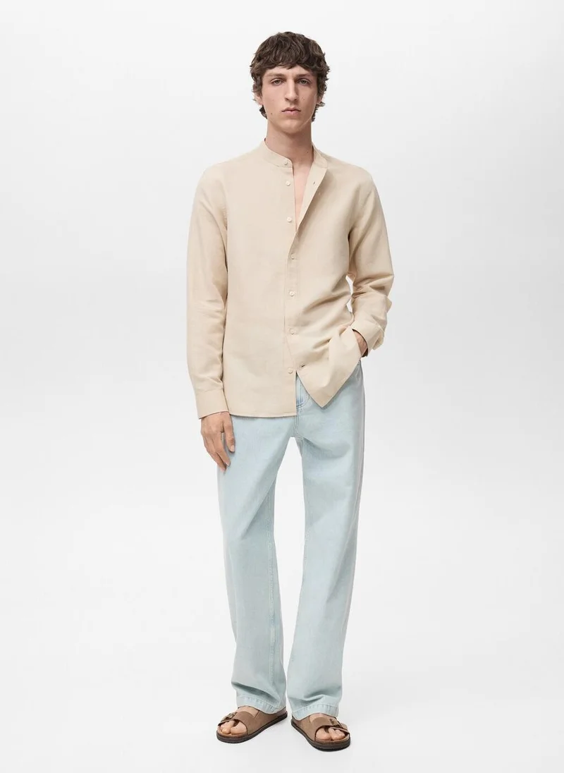 مانجو مان Mao collar linen shirt