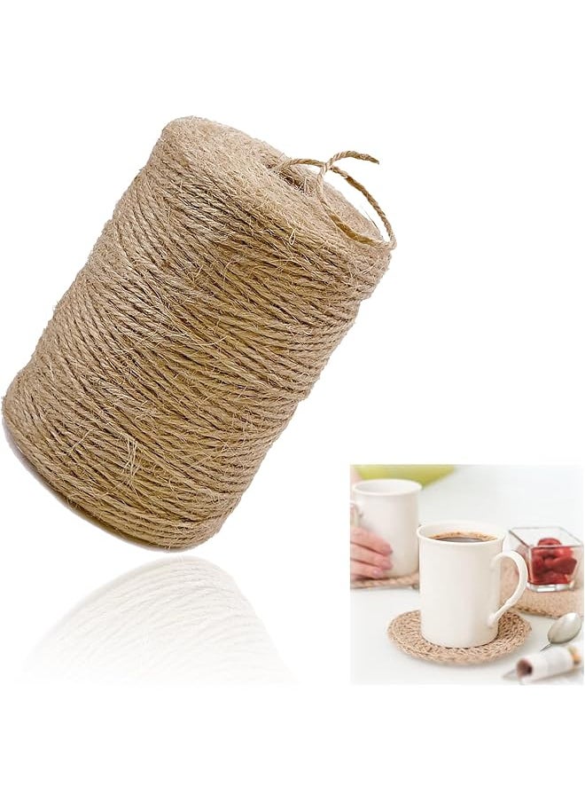 The Bros - 328ft Natural Jute Twine String for Crafts, Gift Wrapping, Gardening, Crochet, Knitting, Macrame, and Decor - Brown 2mm - Image 1