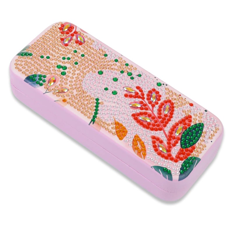 FlyingMage 5D Diamond Art Painting Kit for Adults Beginner, Small DIY Diamond Dots Gem Art Painting Mosaic Kits, Cute Hard Shell Sunglasses Eyeglasses Glasses Case for Women Teen, Boho Leaf - Image 1