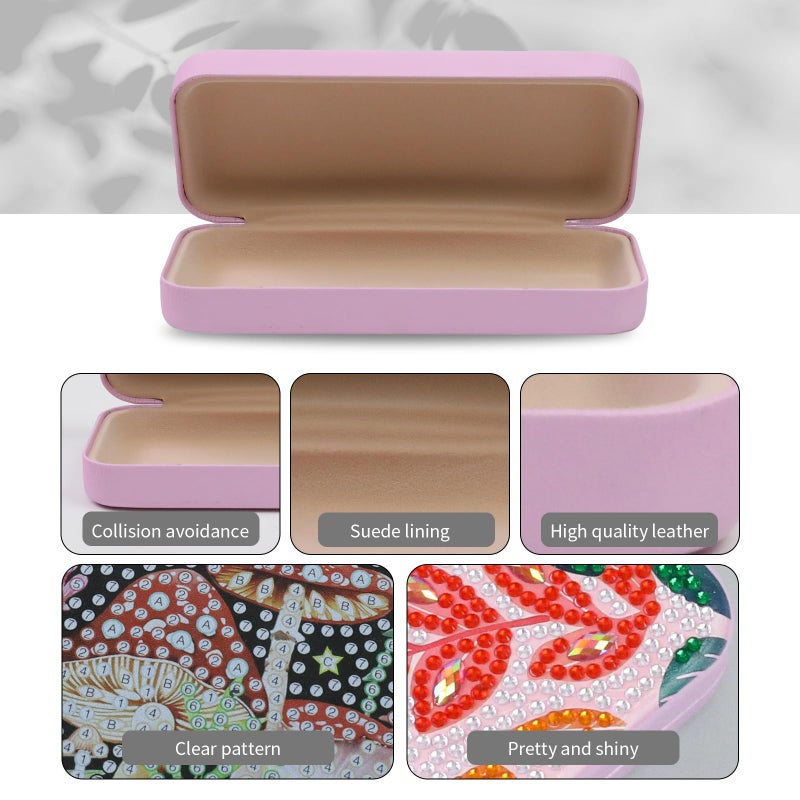 FlyingMage 5D Diamond Art Painting Kit for Adults Beginner, Small DIY Diamond Dots Gem Art Painting Mosaic Kits, Cute Hard Shell Sunglasses Eyeglasses Glasses Case for Women Teen, Boho Leaf - Image 4