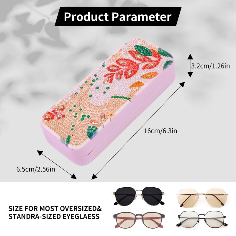 FlyingMage 5D Diamond Art Painting Kit for Adults Beginner, Small DIY Diamond Dots Gem Art Painting Mosaic Kits, Cute Hard Shell Sunglasses Eyeglasses Glasses Case for Women Teen, Boho Leaf - Image 2