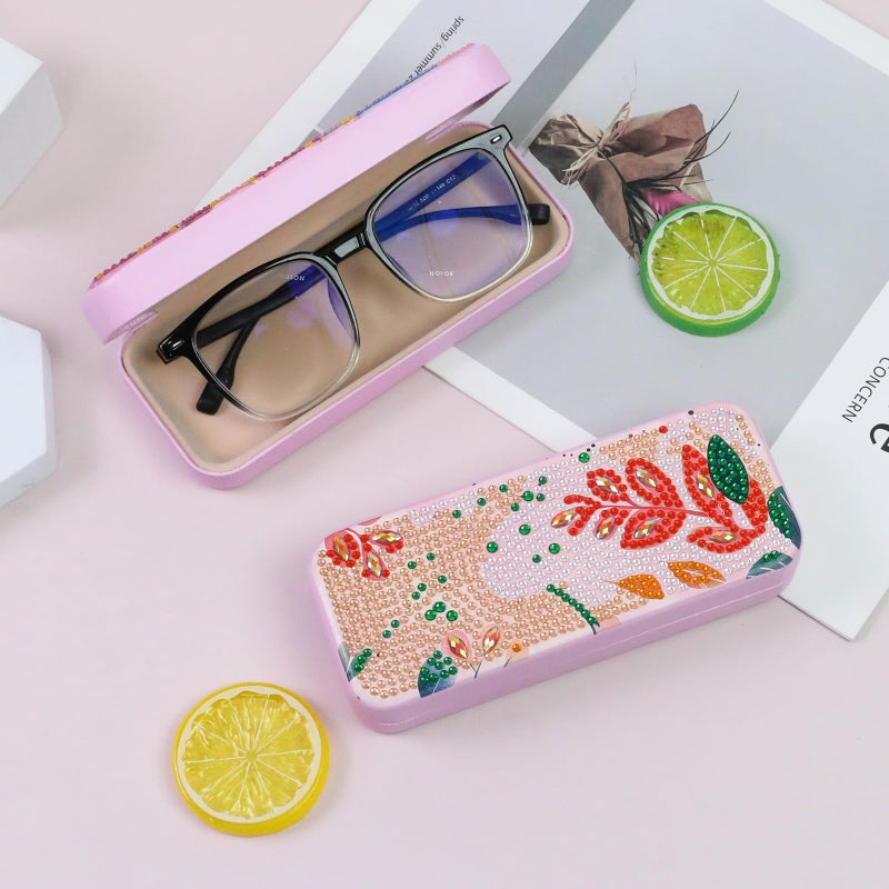 FlyingMage 5D Diamond Art Painting Kit for Adults Beginner, Small DIY Diamond Dots Gem Art Painting Mosaic Kits, Cute Hard Shell Sunglasses Eyeglasses Glasses Case for Women Teen, Boho Leaf - Image 5