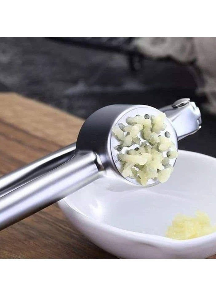 TOP CHOICE - Multifunctional Stainless Steel Garlic Press,Metal Garlic Crusher,Washable Garlic Crusher,Kitchen Garlic Mincer,Ginger Squeezer - Image 1
