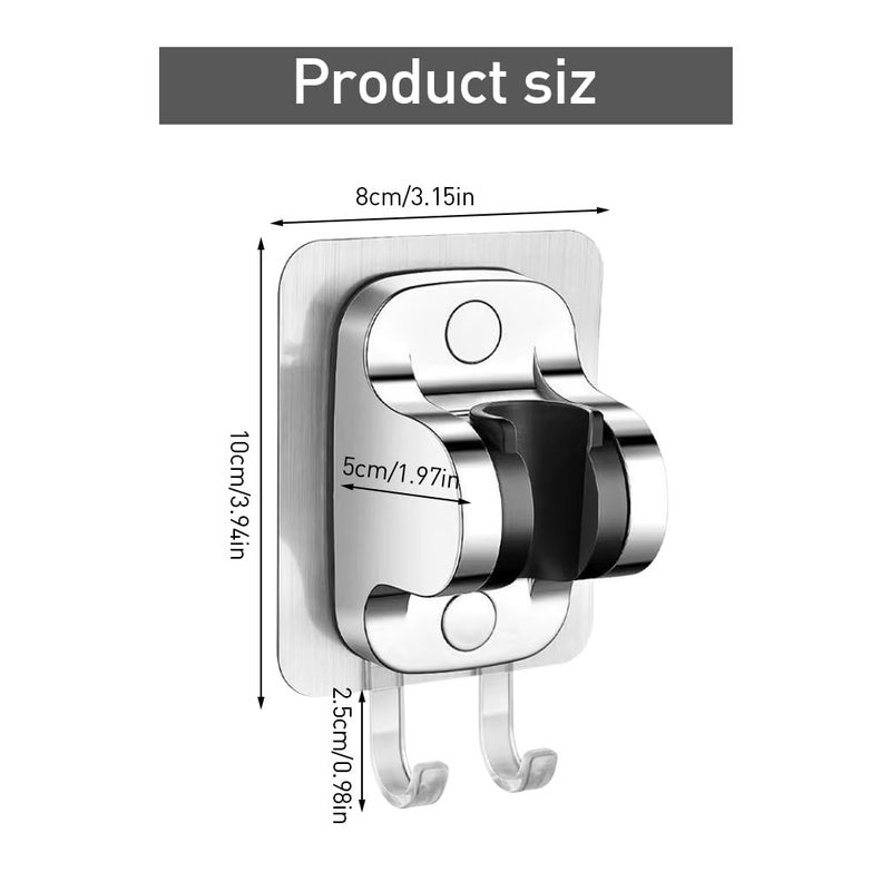 HASTHIP Shower Head Holder Strong Adhesive Shower Head Wall Mounting Bracket Adjustable Shower Wand Holder with 2 Hanger Hooks No Drill Need - Image 2
