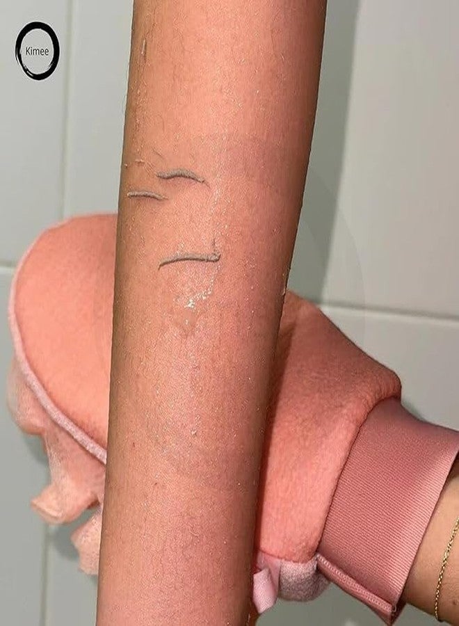 قفاز استحمام مقشر 2 في 1 مع إسفنجة ليفة، مقشر للجسم ذو وجهين (عبوة من قطعة واحدة) - Image 5