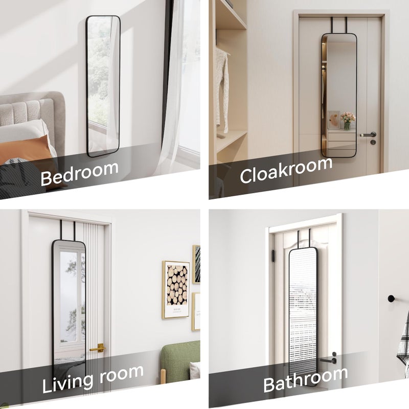 SCWF-GZ 47x14 Mirror Rectangle Full Body Length Door Hanging Wall Mounted Metal Aluminum Alloy Frame Dressing Make-up Mirrors for Entryway Bedroom Bathroom Living Room 47 14 inch Black - Image 2