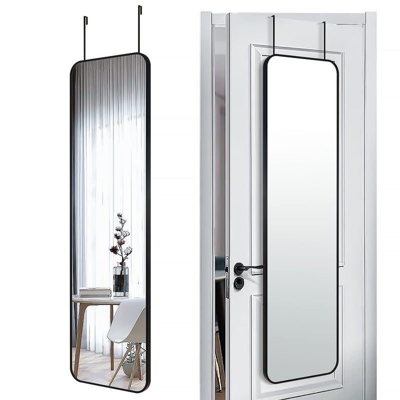 SCWF-GZ 47x14 Mirror Rectangle Full Body Length Door Hanging Wall Mounted Metal Aluminum Alloy Frame Dressing Make-up Mirrors for Entryway Bedroom Bathroom Living Room 47 14 inch Black - Image 1