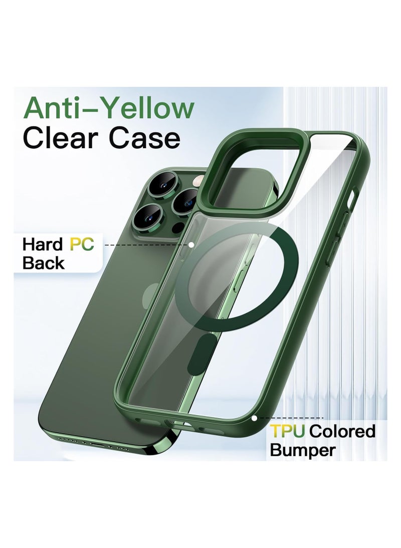 Magnetic Case for iPhone 16 Pro  6.1-Inch Compatible with MagSafe, Shockproof Phone Bumper Cover, Solid Color Matte TPU Frame, Anti-Scratch Clear Back (Alpine Green) - Image 2