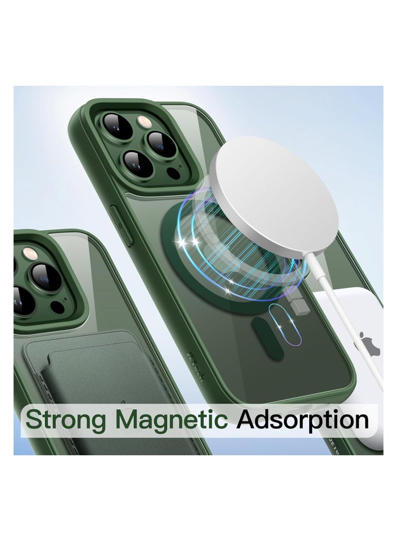 Magnetic Case for iPhone 16 Pro  6.1-Inch Compatible with MagSafe, Shockproof Phone Bumper Cover, Solid Color Matte TPU Frame, Anti-Scratch Clear Back (Alpine Green) - Image 3