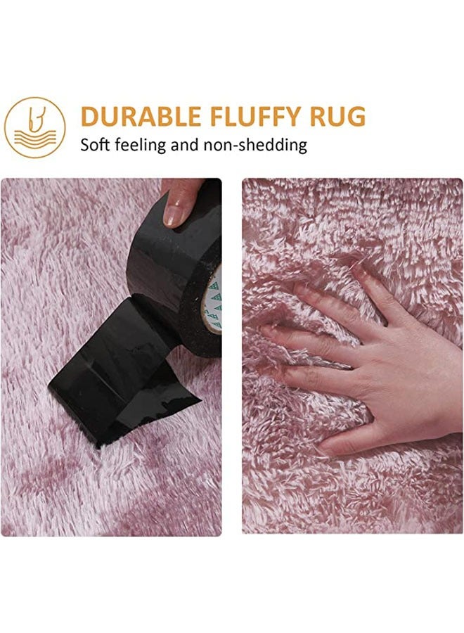 Living Room Carpet Bedroom Soft Fluffy Lotus Pink Tie Dye Carpet Plush Non-Slip Living Room Carpet Indoor Family Children's Room Decorative Carpet,120×160cm - Image 4