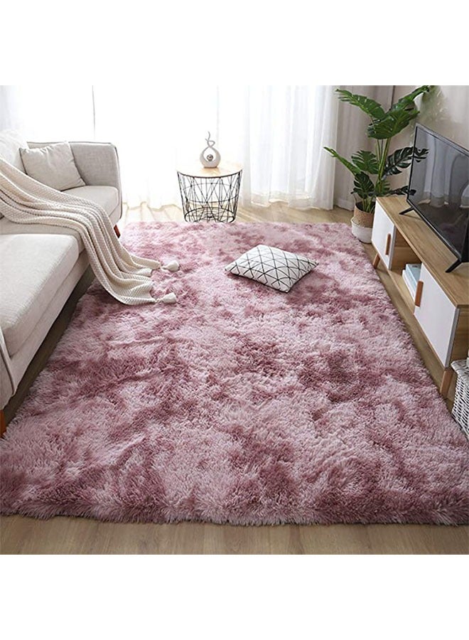 Living Room Carpet Bedroom Soft Fluffy Lotus Pink Tie Dye Carpet Plush Non-Slip Living Room Carpet Indoor Family Children's Room Decorative Carpet,120×160cm - Image 2