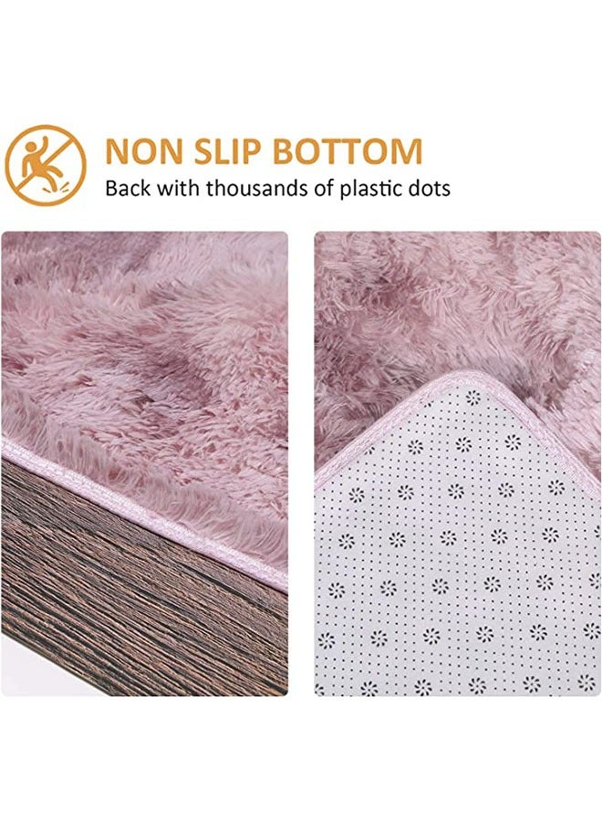Living Room Carpet Bedroom Soft Fluffy Lotus Pink Tie Dye Carpet Plush Non-Slip Living Room Carpet Indoor Family Children's Room Decorative Carpet,120×160cm - Image 5
