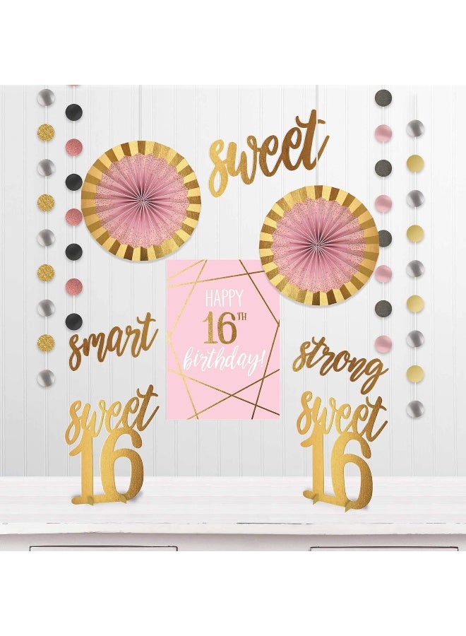 Amscan Sixteen Blush Room Decorating Kit Paper w/Glitter & Foil