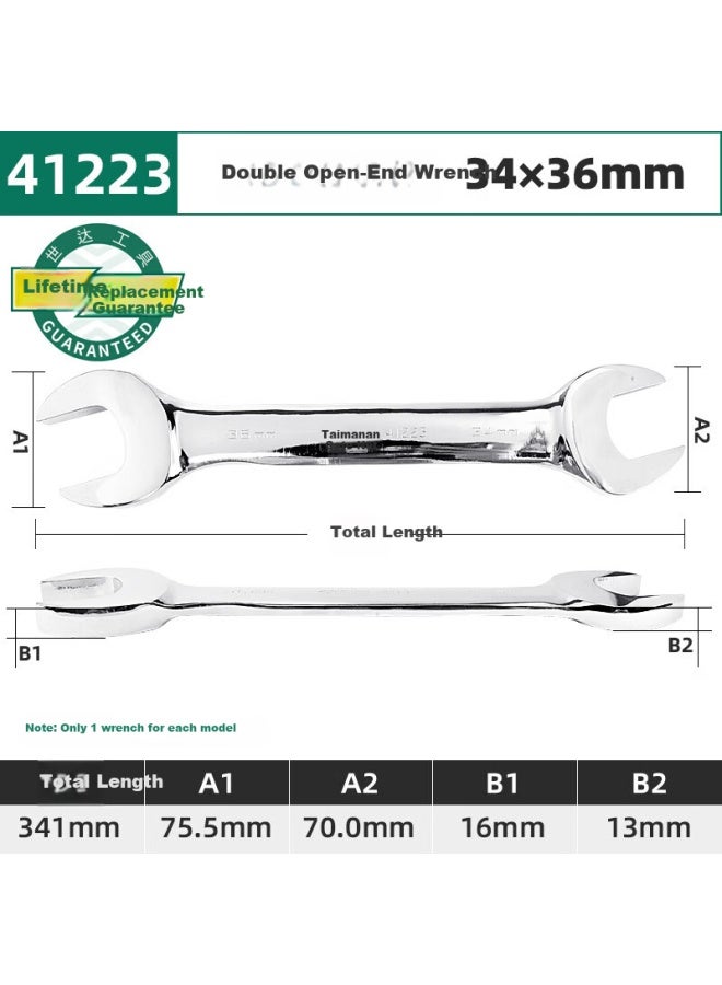 Sata 41223, Fully Polished Double Open-end Wrench, 34x36mm - Image 1