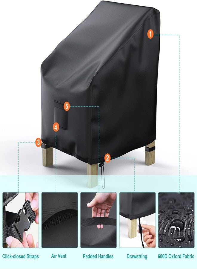BROSYDA Patio Chair Covers for Outdoor Furniture Waterproof 2 Pack, Lawn Chair Covers 600D Heavy Duty Oxford Cloth, Large Covers for Lounge Lawn Deep Seat Black 29" W×30" D×36" H - Image 3