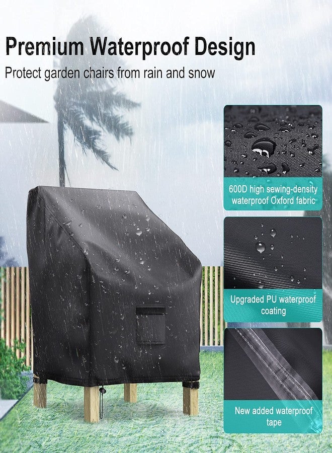 BROSYDA Patio Chair Covers for Outdoor Furniture Waterproof 2 Pack, Lawn Chair Covers 600D Heavy Duty Oxford Cloth, Large Covers for Lounge Lawn Deep Seat Black 29" W×30" D×36" H - Image 4