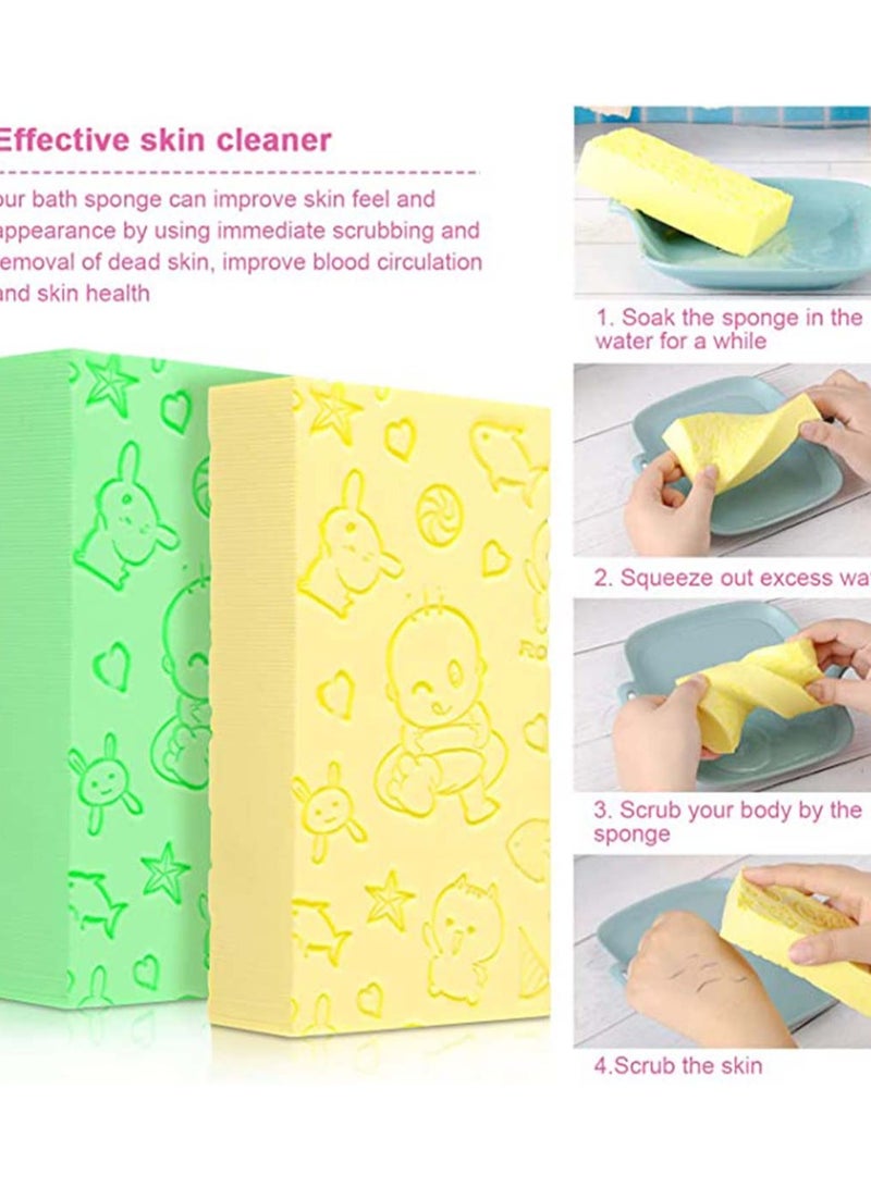 SOLARAE Baby Bath Sponge 4pcs Soft Skin Exfoliating Shower for Kids and Adult, Cute Cartoon Water ASponge, Bathroom Body Cleansing Supplies Healthy Care Sponge, Brush - Image 2