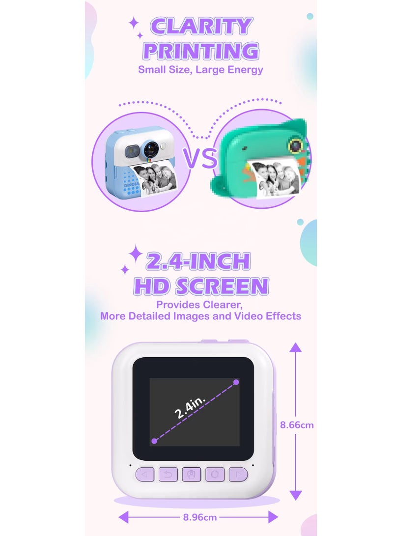 MOCOM CP02 Kids Instant Print Camera with 2.4" Screen, 1500mAh Battery, Expandable Storage up to 32GB, Thermal Printing, Digital Camera for Kids Ages 3-14, Birthday Gifts for Girls and Boys, HD Photography & Video Recorder, Toddler Camera Toy - 32GB included - Image 4