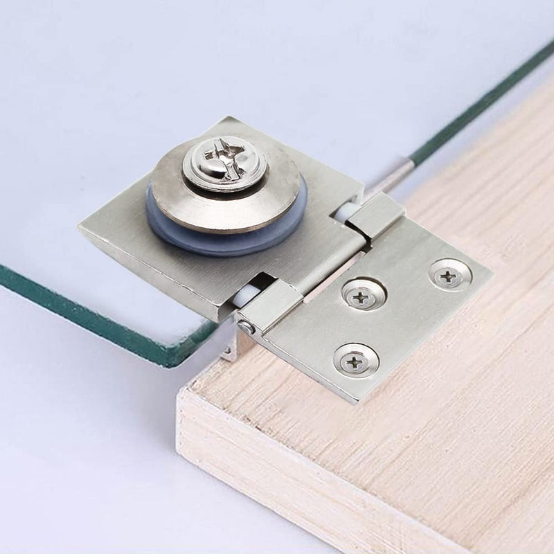 Volo Volo Brass Heavy Glass Hinges for Cabinet Showcase Cupboard Door SS Finish Pack of 4  - Image 4