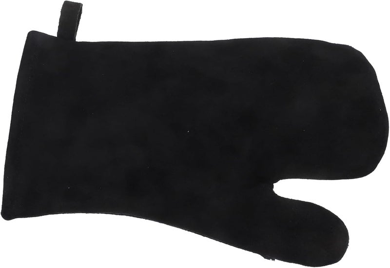 FUOYLOO BBQ Gloves Heat Resistant Leather Cooking Mittens Scald-Proof Oven Mitt for Grilling Barbecue Kitchen Use Black Two-Finger Design - Image 1