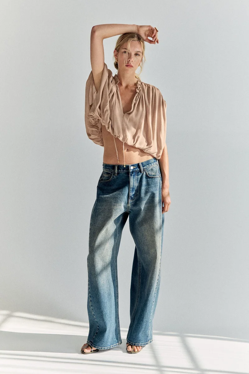 H&M Oversized bubble-hem blouse