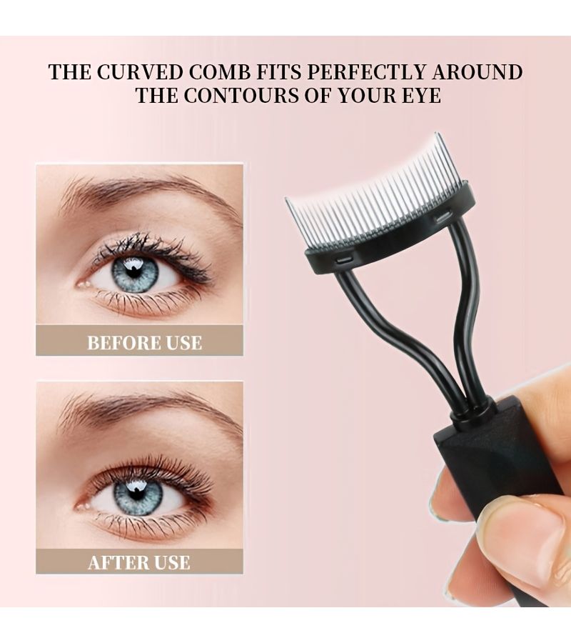 Pink Professional Eyelash Curler Set With Steel Comb For Long Lasting Curl - Image 5