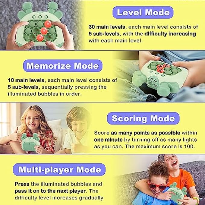 HDCARAVAN UPGRADED HANDHELD QUICK PUSH GAME FOR KIDS 6-12, SENSORY FIDGET TOYS FOR KIDS 8-12, PARTY FAVORS PUZZLE POP BUBBLES BIRTHDAY GIFTS FOR 6 7 8 9 YEAR OLD BOYS GIRLS TEENS ADULTS (DEER-GREEN) - Image 3