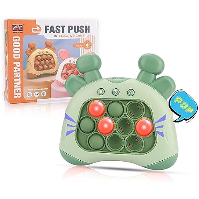 HDCARAVAN UPGRADED HANDHELD QUICK PUSH GAME FOR KIDS 6-12, SENSORY FIDGET TOYS FOR KIDS 8-12, PARTY FAVORS PUZZLE POP BUBBLES BIRTHDAY GIFTS FOR 6 7 8 9 YEAR OLD BOYS GIRLS TEENS ADULTS (DEER-GREEN) - Image 1