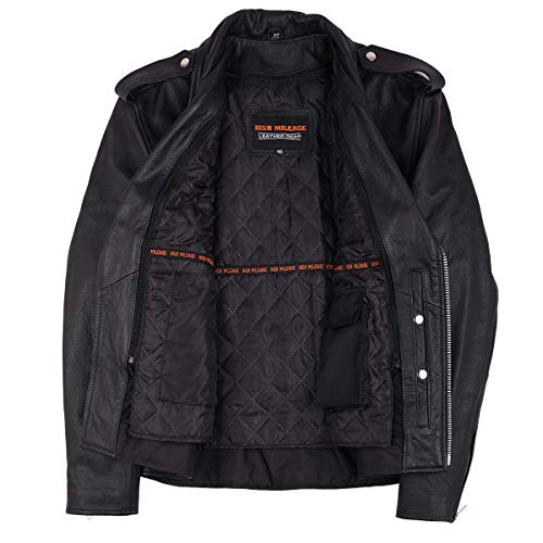 Vance Leather Men's Eagle Embossed Live To Ride - Ride To Live Classic Black Leather Motorcycle Biker Jacket (Large, Black) - Image 5