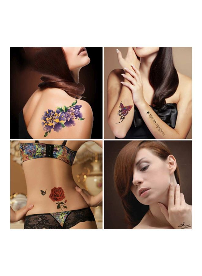 نيبمينينت مجموعة تاتو مؤقت بتصميم زهور وفراشات مكونة من 5 قطع بني/ أزرق/ أسود - Image 2