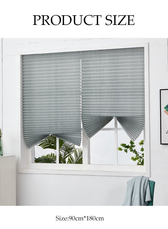 DUNISO قطعتان من ستائر النوافذ المطوية، ستائر مطوية معتمة بدون حبال، ستائر نافذة عازلة للحرارة ذات لاصق ذاتي، يمكن تنظيفها وتقليمها، سهلة التركيب، مناسبة لغرفة النوم، الحمام، غرفة المعيشة، الشرفة، المطعم (90×180 سم) - Image 2