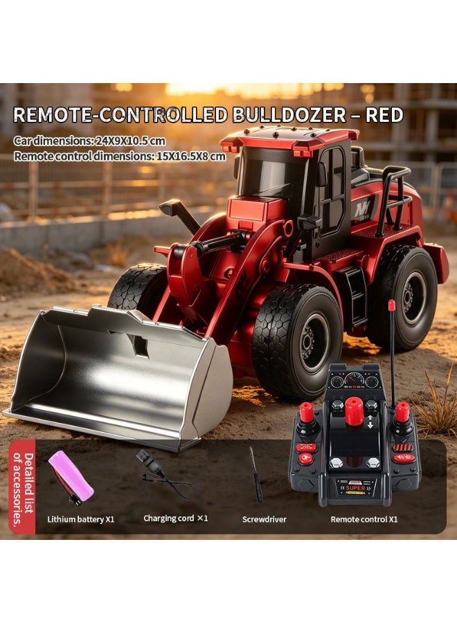 Remote Control Bulldozer 1:20 Scale 9 Channel Construction Toy with Dozer Blade Lift Lights Sound Effects Gift for Boys - Image 1