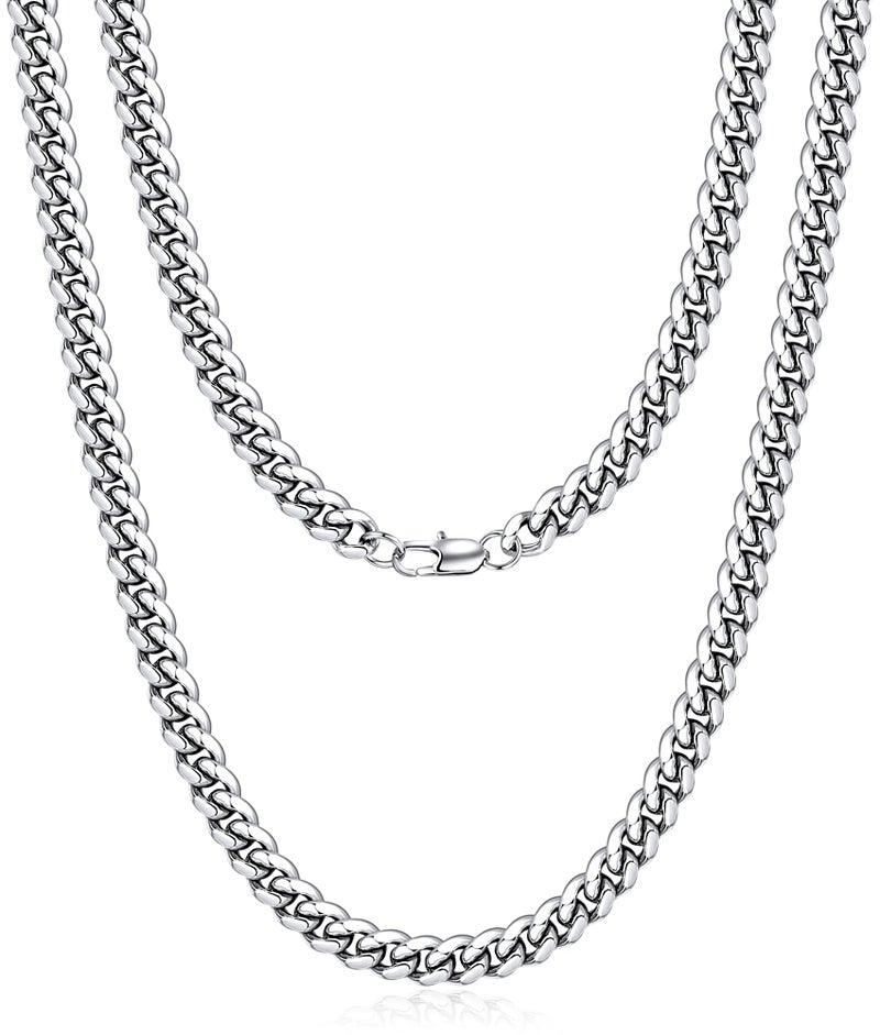 Jewlpire سلسلة فضية من جويلباير للرجال والنساء، سلسلة قلادة كوبية 4 مم للرجال، سلسلة رجال بطول 18 بوصة - Image 1