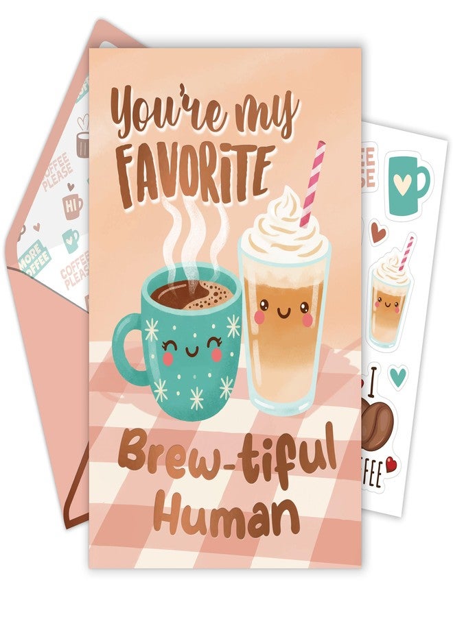 Decorably 5x7in Gold Foil Individual Cute Funny Punny Coffee Anniversary Card for Him & Her with Envelope & Stickers for Couples, Husband, Wife, Girlfriend, Boyfriend, Blank Inside - Mother's Day - Image 1