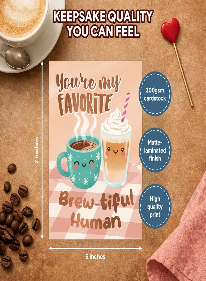 Decorably 5x7in Gold Foil Individual Cute Funny Punny Coffee Anniversary Card for Him & Her with Envelope & Stickers for Couples, Husband, Wife, Girlfriend, Boyfriend, Blank Inside - Mother's Day - Image 4
