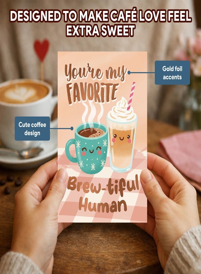 Decorably 5x7in Gold Foil Individual Cute Funny Punny Coffee Anniversary Card for Him & Her with Envelope & Stickers for Couples, Husband, Wife, Girlfriend, Boyfriend, Blank Inside - Mother's Day - Image 3