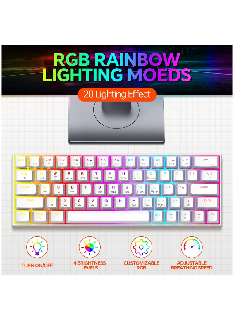 T-WOLF - 60% Wired Mechanical Gaming Keyboard RGB Backlit Ultra-Compact Mini Keyboard Waterproof Mini Compact 63 Keys Keyboard for PC Mac Gamer Typist Travel Easy to Carry on Business Trip - Image 1