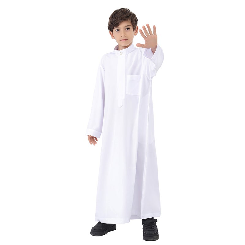كورتا طويلة للأولاد بياقة مانداريْن من البوليستر الخفيف بأكمام طويلة وقَصّة مريحة - Image 3