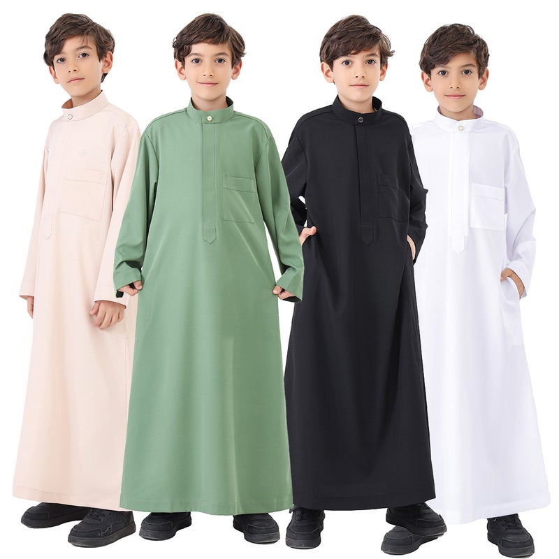 كورتا طويلة للأولاد بياقة مانداريْن من البوليستر الخفيف بأكمام طويلة وقَصّة مريحة - Image 2