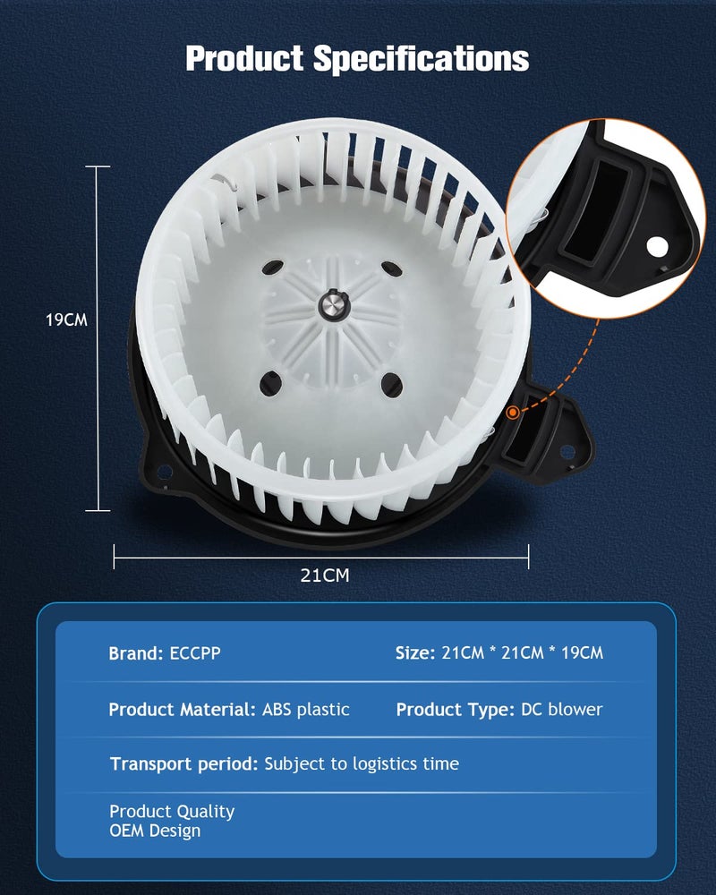 ECCPP AC Heater Blower Motor 700012 for Dodge for Jeep w/Fan Cage Replacement fit for 2002-2008 Dodge Ram 1500 2500 3500, 2002 2003 2004 Jeep Grand Cherokee Replaces # 5012701AB, 5096255AA, 5096256AA - Image 4