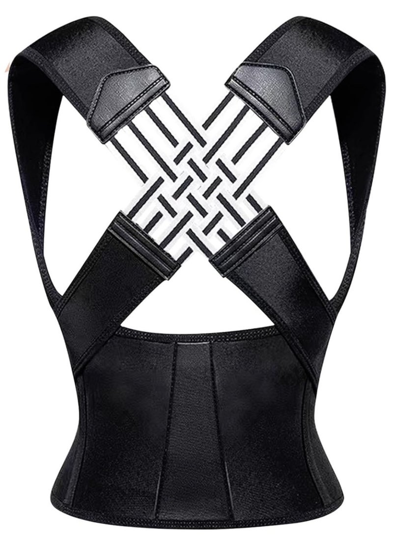 فيند حزام دعم الظهر القابل للتعديل لتصحيح الوضعية، مصمم للسيدات والرجال، باللون الأسود - Image 1