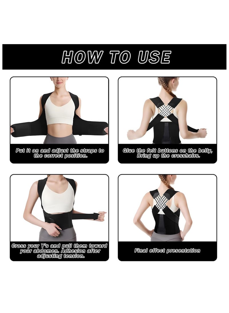 فيند حزام دعم الظهر القابل للتعديل لتصحيح الوضعية، مصمم للسيدات والرجال، باللون الأسود - Image 4