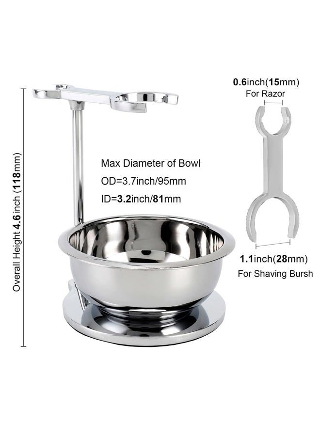 SANWA حامل ماكينة الحلاقة الفاخرة الثقيلة مع وعاء حلاقة من الفولاذ المقاوم للصدأ غير القابل للكسر، متوافق مع جيليت فيوجن وماك 3، ماكينة حلاقة ذات حافة مزدوجة، ماكينة حلاقة كارتريدج - Image 2