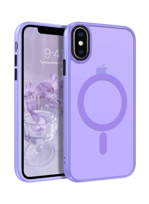 Magnetic Case For iPhone X/Xs Case Compatible with MagSafe Military Grade Protection Shockproof Translucent Matte Case Anti Scratch Shockproof Phone Case (Light Purple)